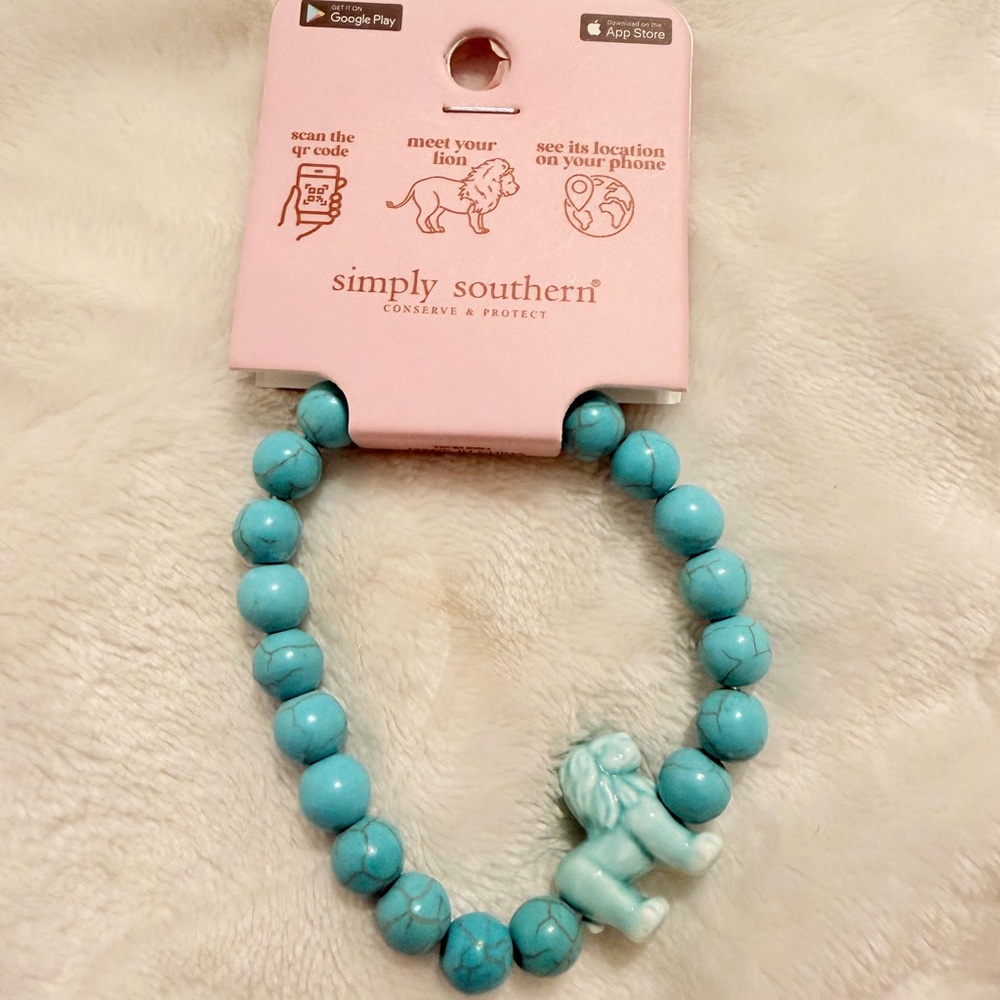 Simply Southern Turquoise Beaded Bracelet with Elephant Charm